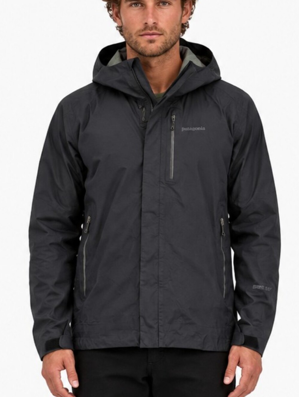 Patagonia Piolet 83380 Men's M Black GORE-TEX Hooded Shell Jacket EUC